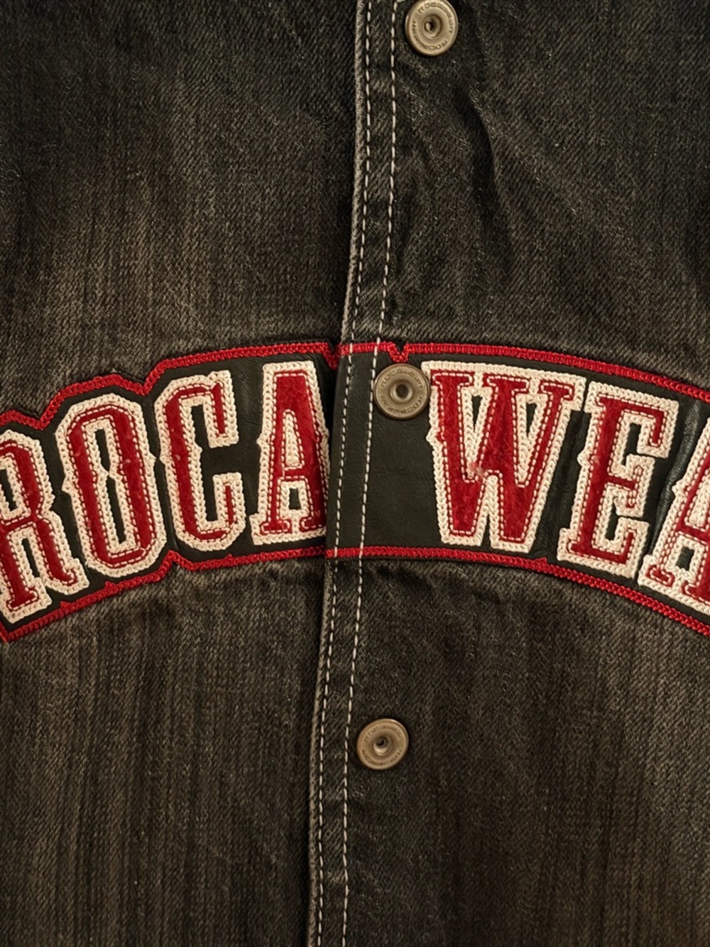 Rocawear Black Denim Jacket with Red & White Trim - Picture 5 of 5